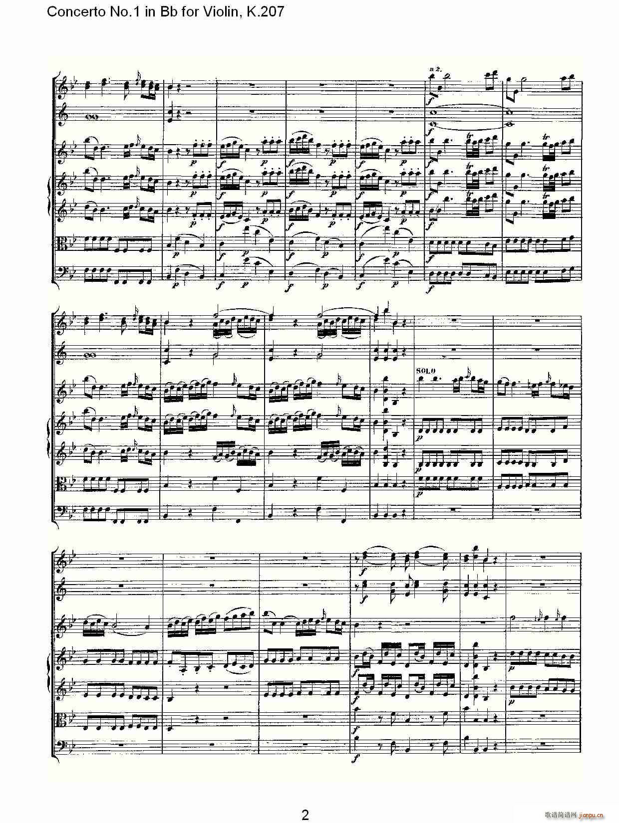 Concerto No.1 in Bb for Violin, K.207（Bb调小提琴第一协奏曲）_沃尔夫冈・阿马多伊斯・莫扎特2