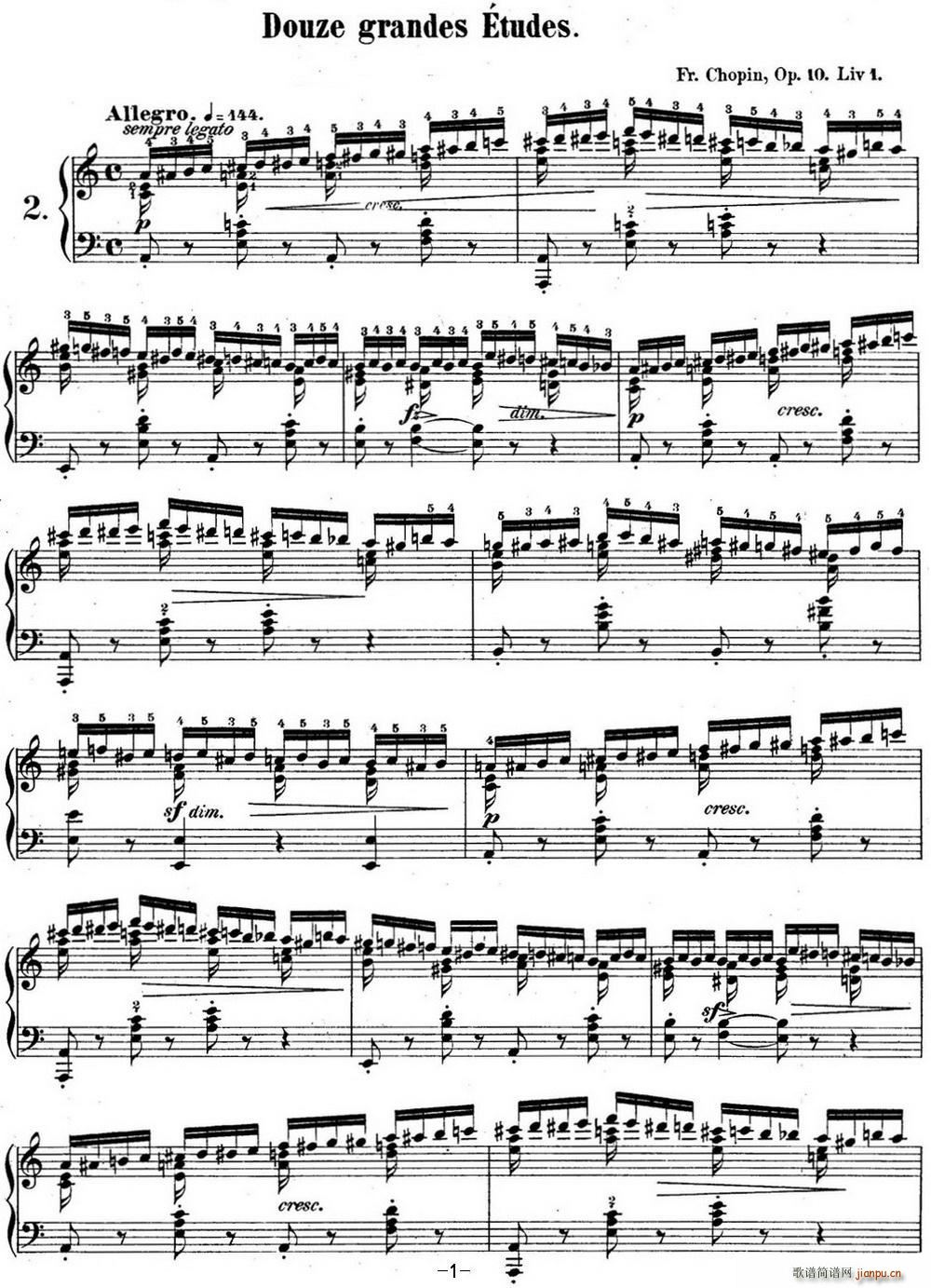 肖邦练习曲2 Op 10 No 2 a小调 A minor1
