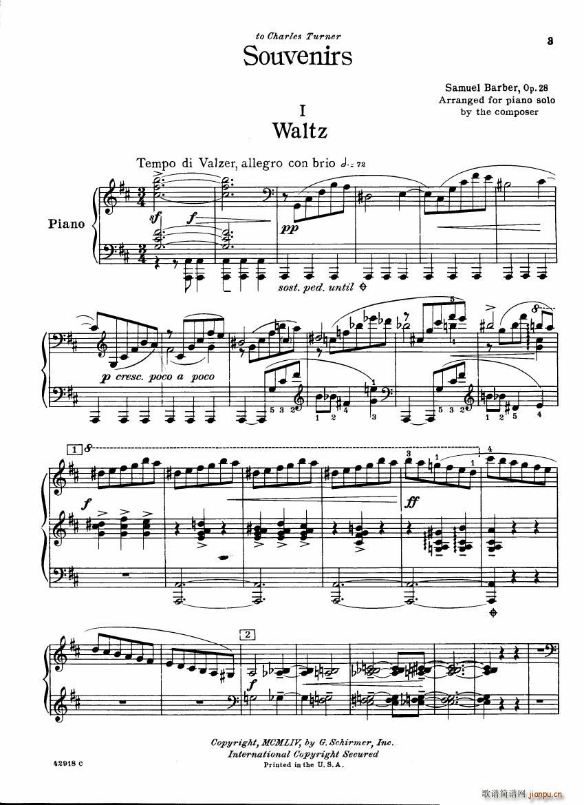 Barber op 28 Souvenirs piano solo3