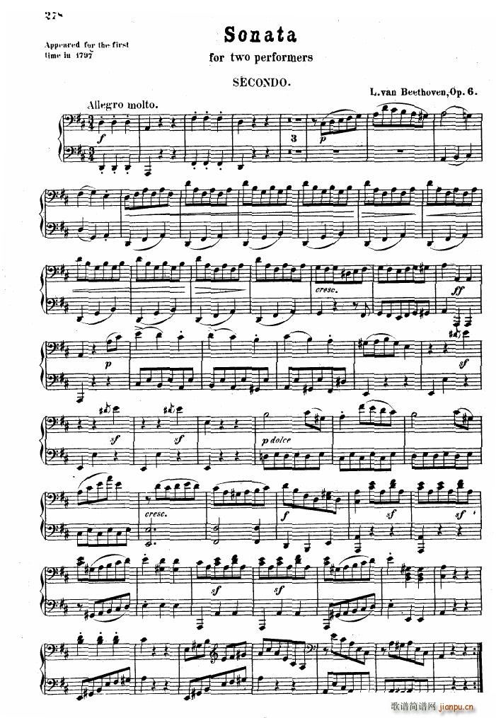 Beethoven op 6 Sonata 2 pno1