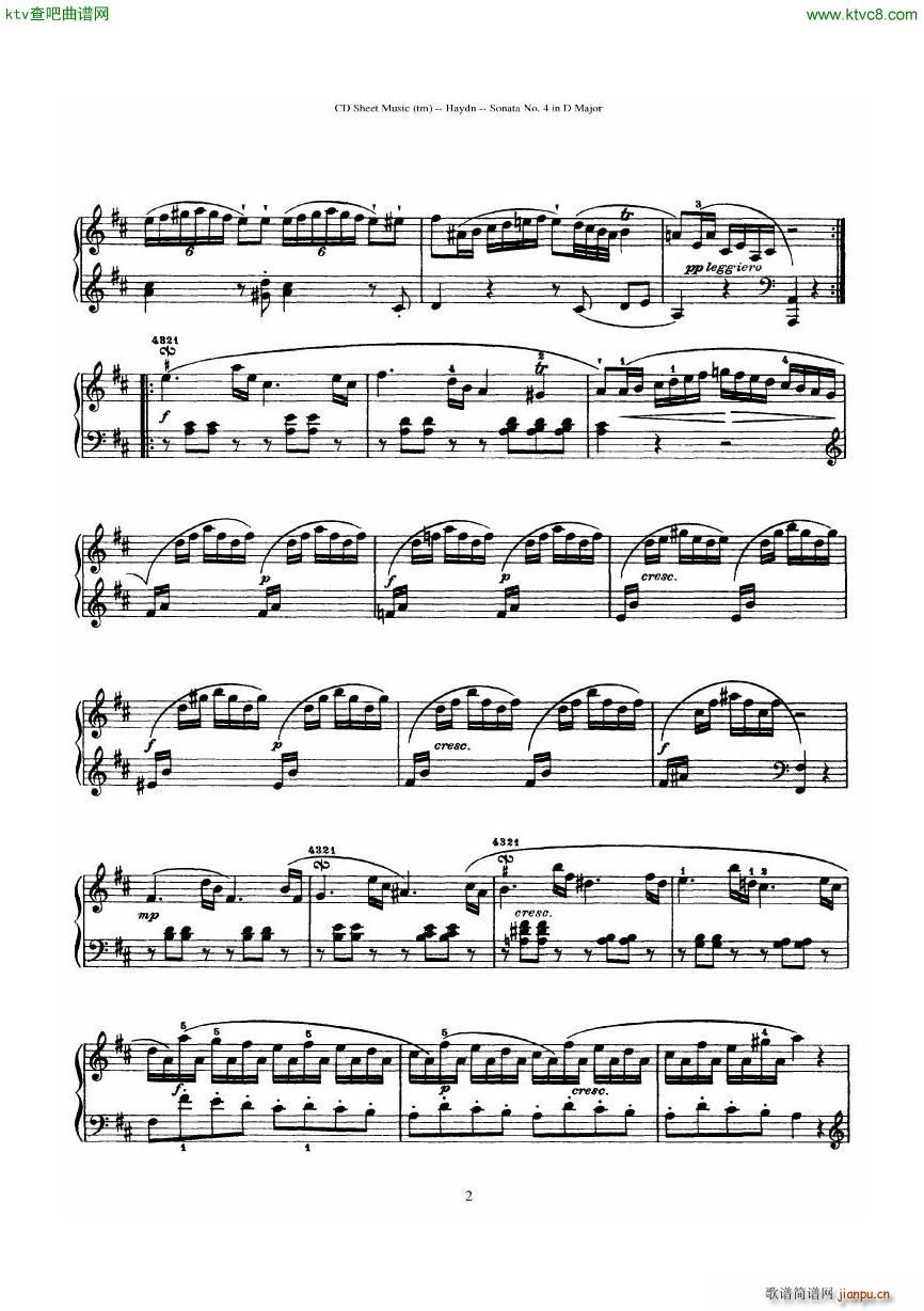 Haydn Joseph Sonata no 4 in D Major2