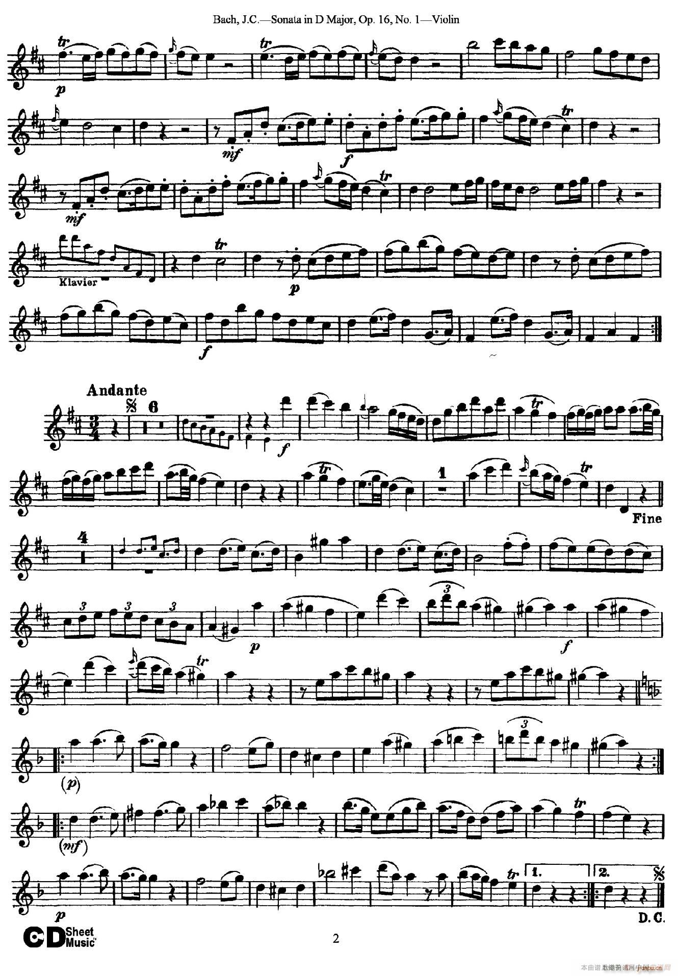 Sonata in D Major Op 16 No 12
