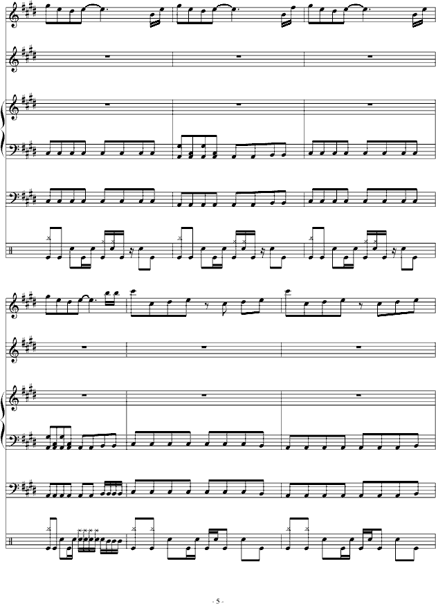 埃克斯-钢琴谱(钢琴曲)-血腥残阳5