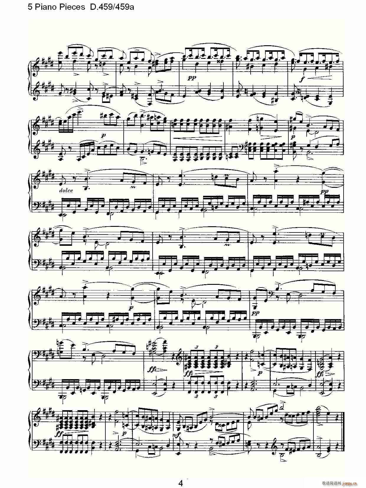 5 Piano Pieces D.459/459a（钢琴五联奏D.459/459a）4