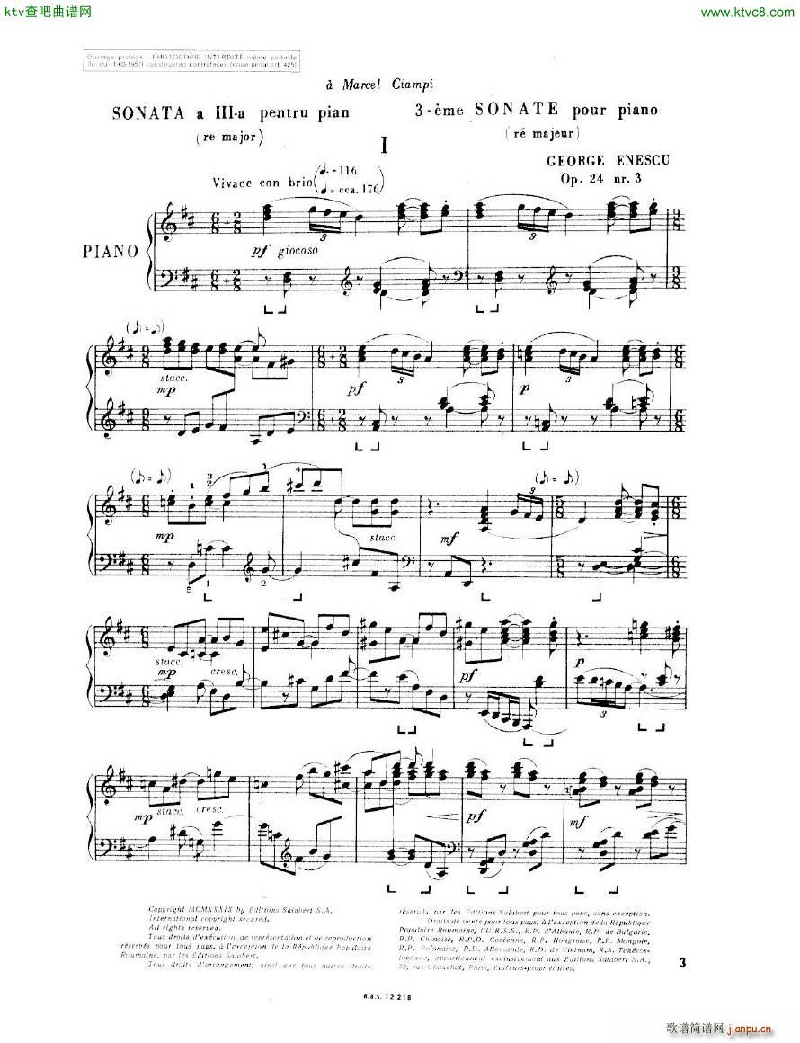 Enescu op 24 No 3 Piano sonata No 33