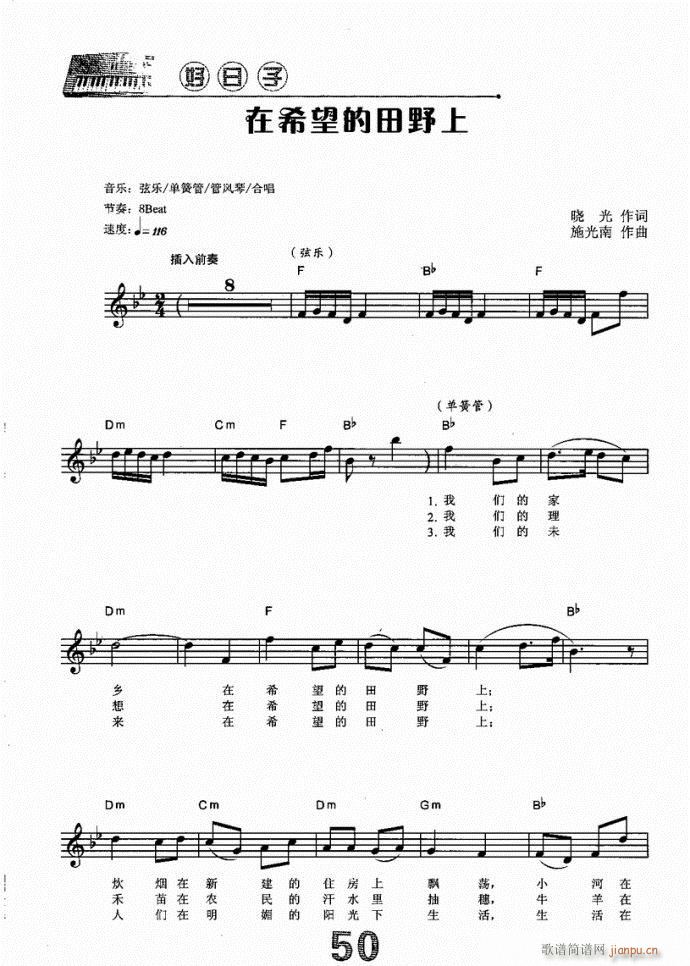 电子琴 在希望的田野上1