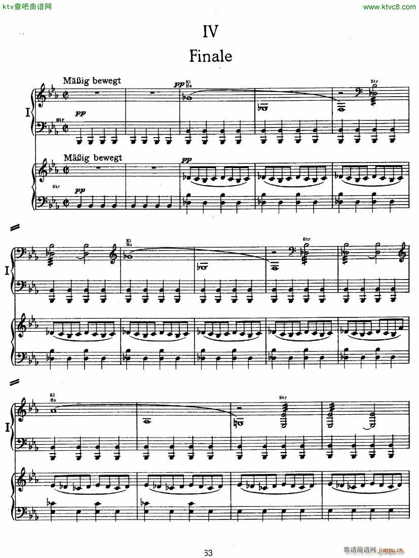 Bruckner Symphony No 4 4 hands arr 二12