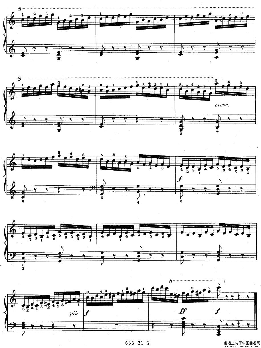 《车尔尼钢琴手指灵巧初步练习曲》OP.636-212