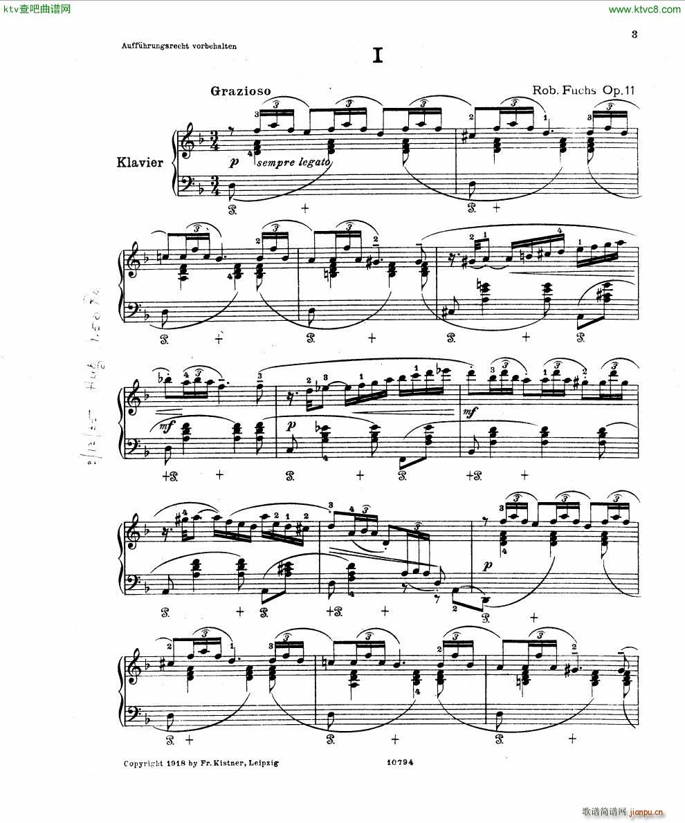 Fuchs Robert Improvisation pour clavier op 111