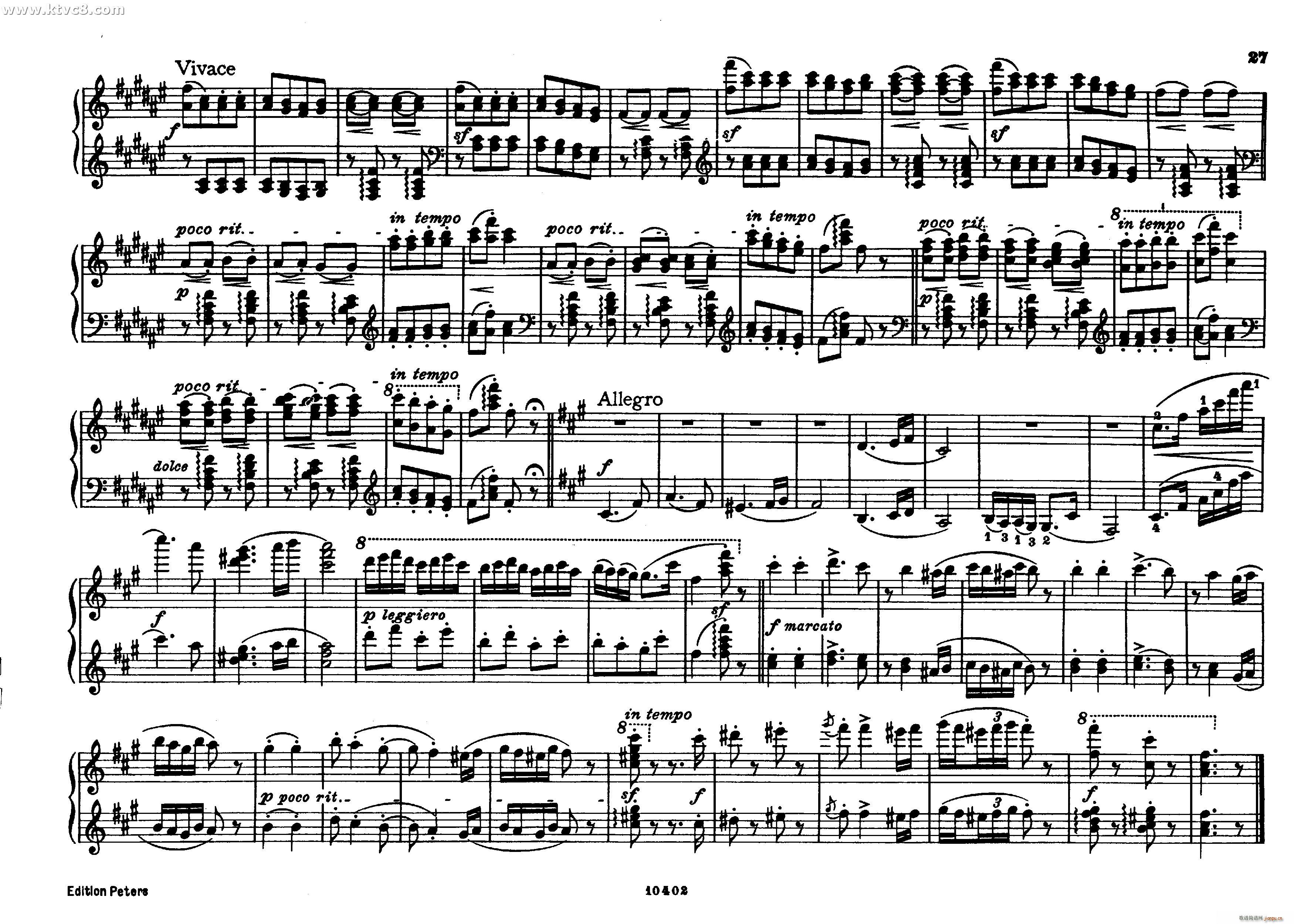 勃拉姆斯匈牙利舞曲 钢琴四手联弹26