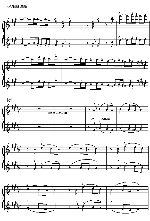 (俄)柴可夫斯基“天鹅湖”选曲：西班牙舞曲（钢琴四手联弹之一）3