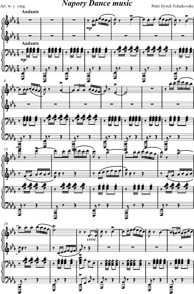 拿波里舞曲（四手联弹）-钢琴谱(钢琴曲)-柴科夫斯基-Peter Ilyich Tchaikovsky1