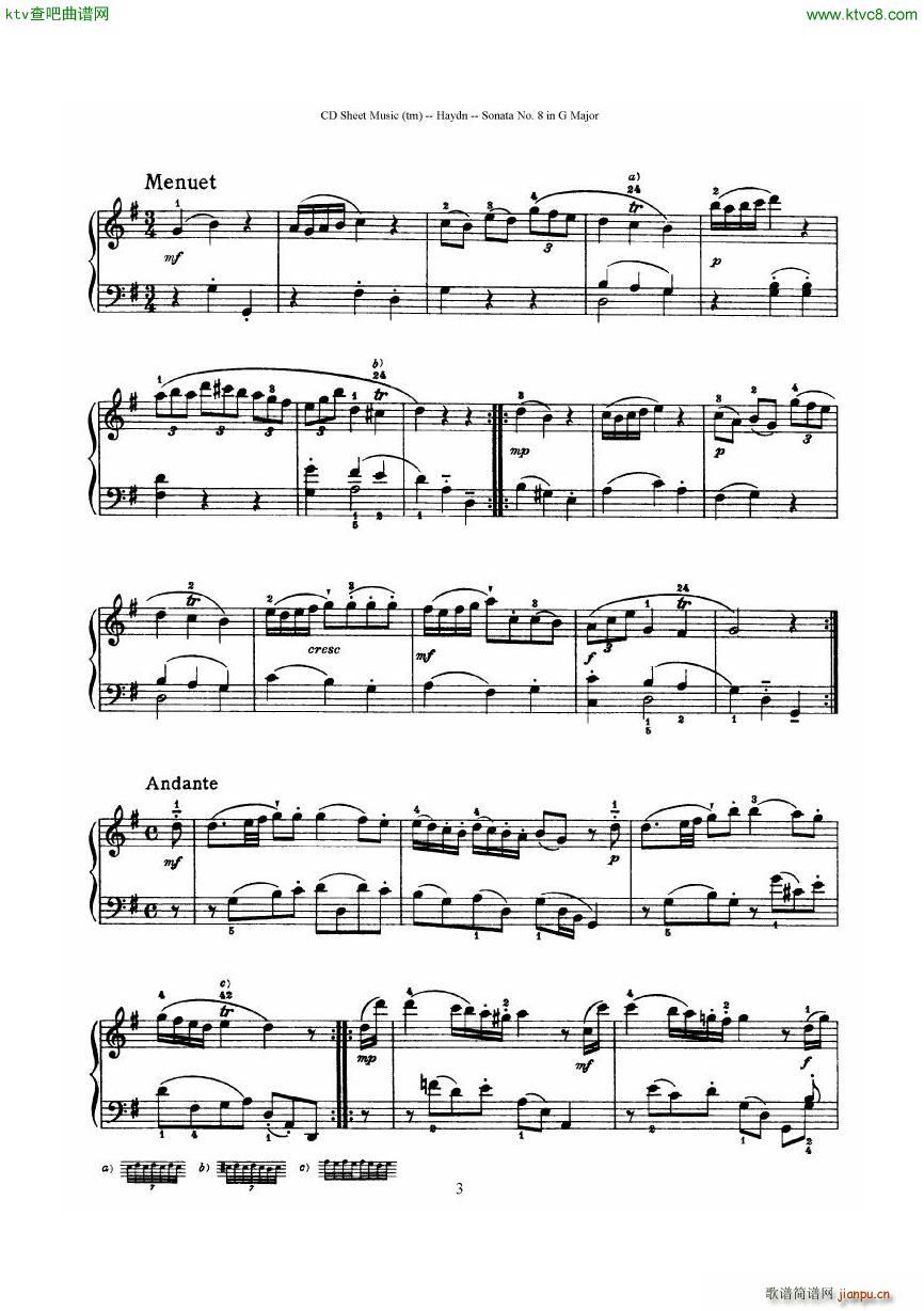 Haydn Joseph Sonata no 8 in G Major3