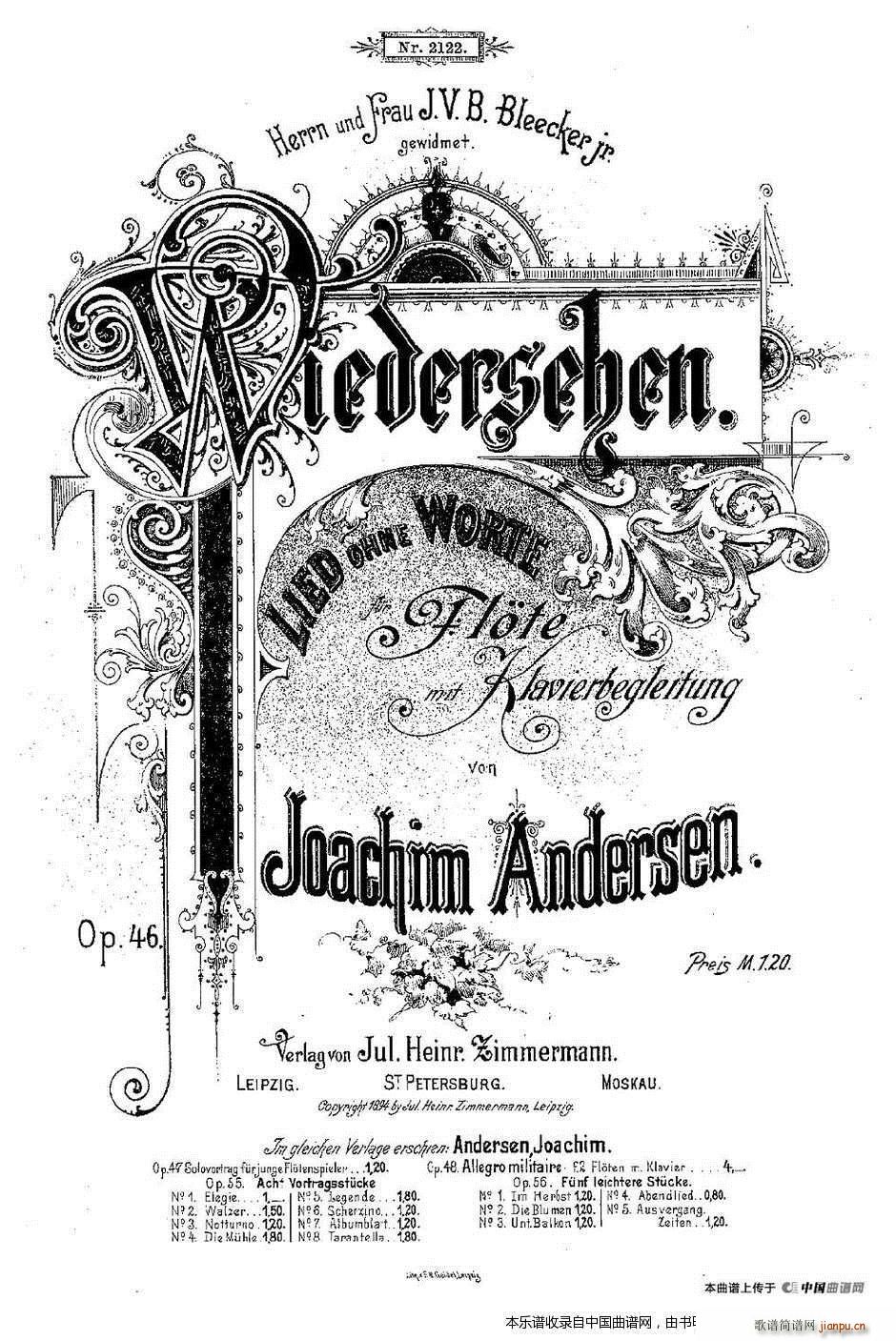 Wiedersehen Op 46（长笛 钢琴伴奏） 长笛谱1
