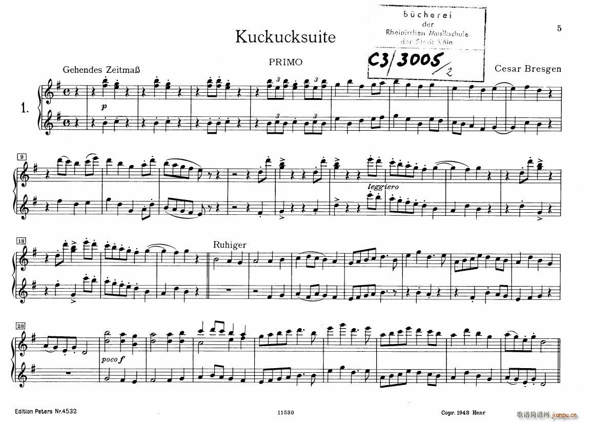 Bresgen Kuckucksuite for piano 4hands2