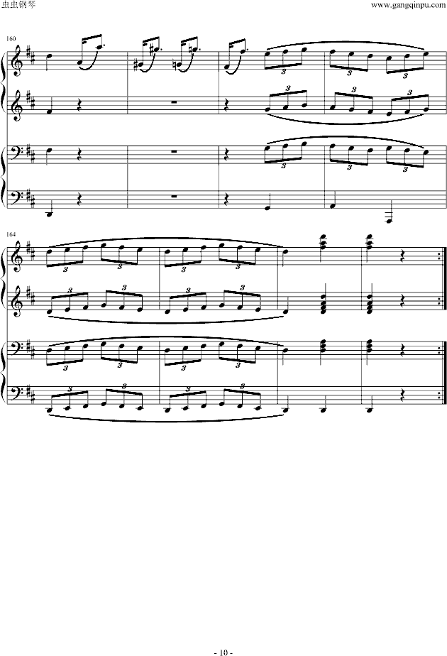 莫扎特D大调四手联弹钢琴奏鸣曲第三乐章-钢琴谱(钢琴曲)-莫扎特10