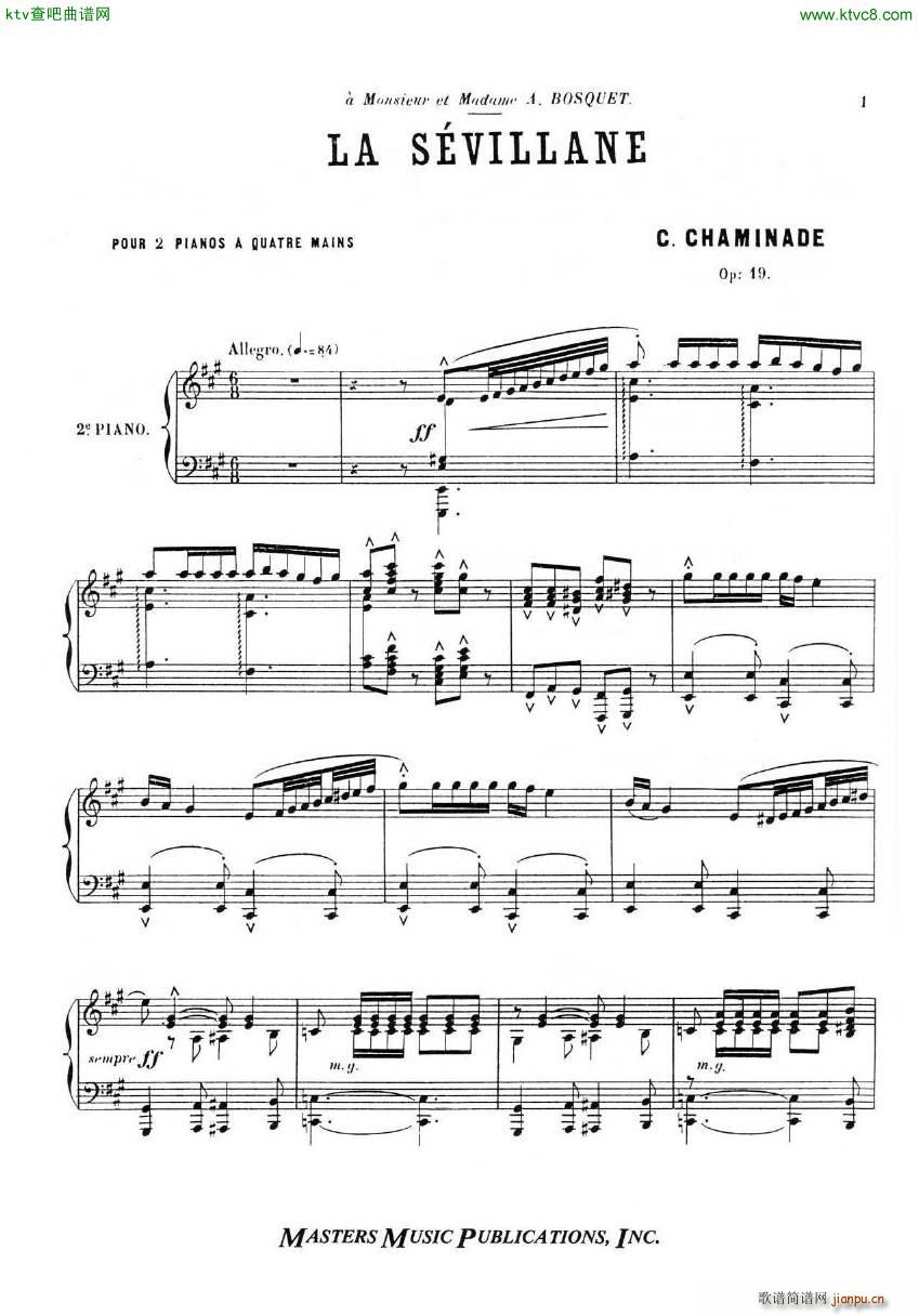 Chaminade Cecil La Sevillane for 2 pianos 4 hands10