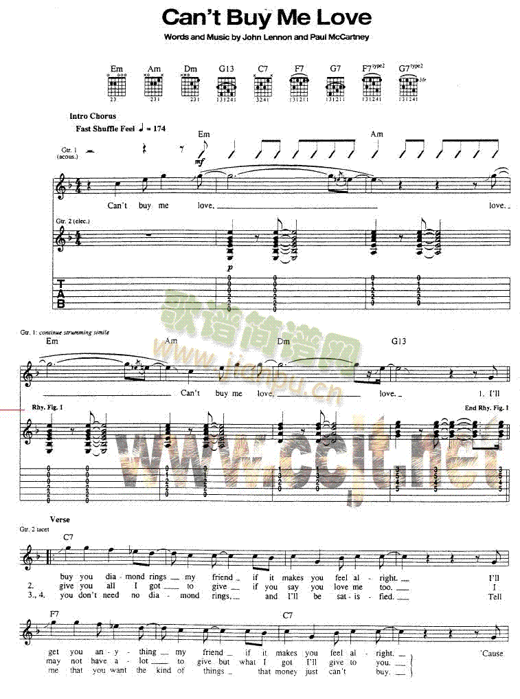 Cant Buy Me Love吉他谱( 六线谱)1