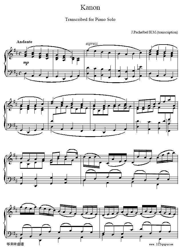 D大调卡农-Cannon D-帕赫贝尔-Pachelbel1