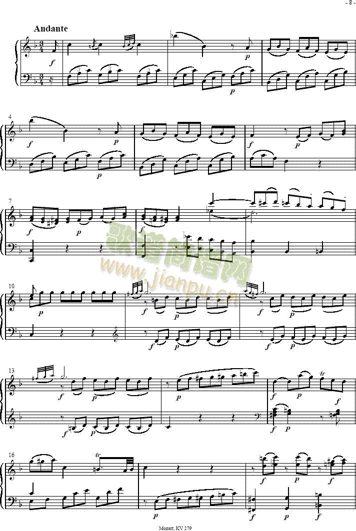 奏鸣曲 Sonatas K279 Mvt.21