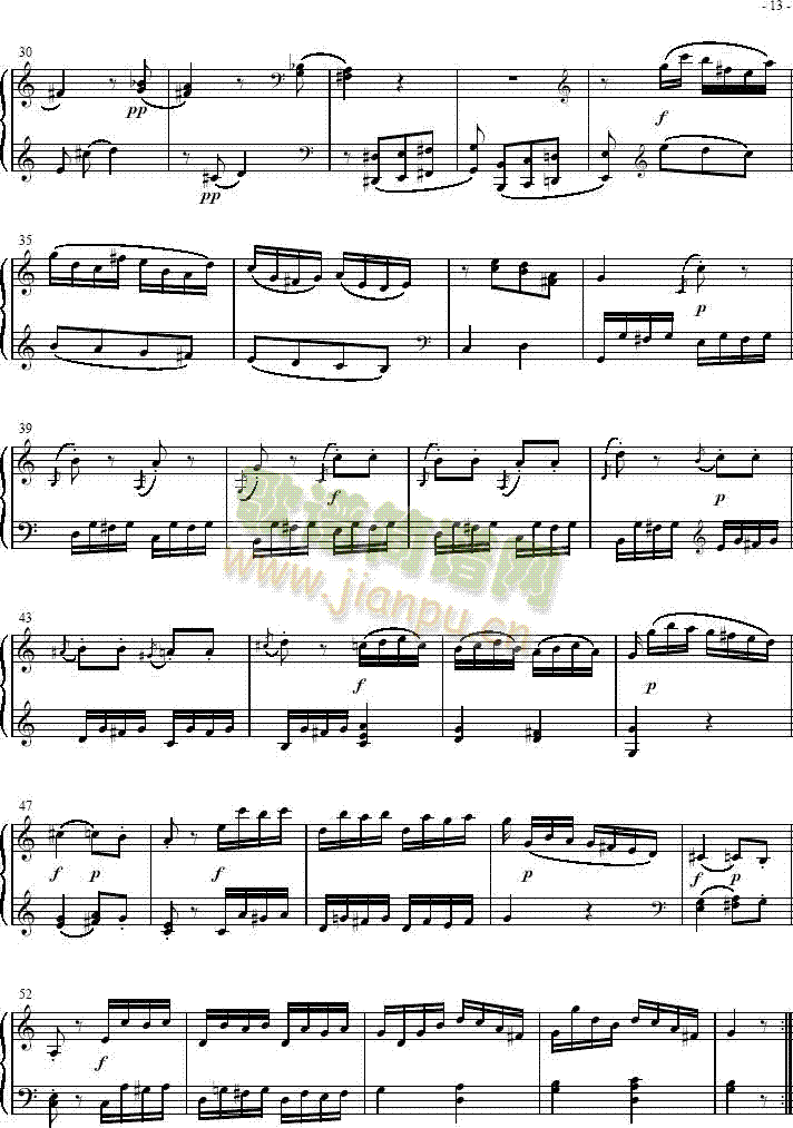 奏鸣曲 Sonatas K279 Mvt.32