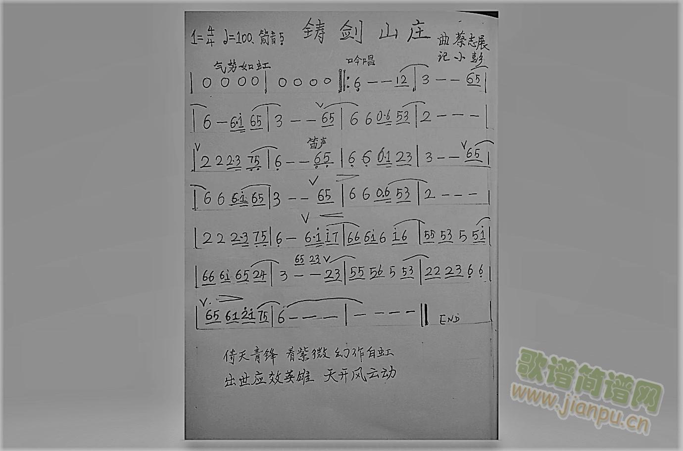铸剑山庄-简谱-笛子_蔡志展2
