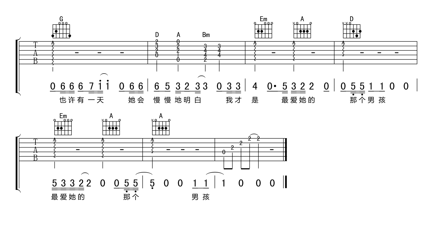 杜小曼吉他谱 D调_念梦痕编配_刘小天4