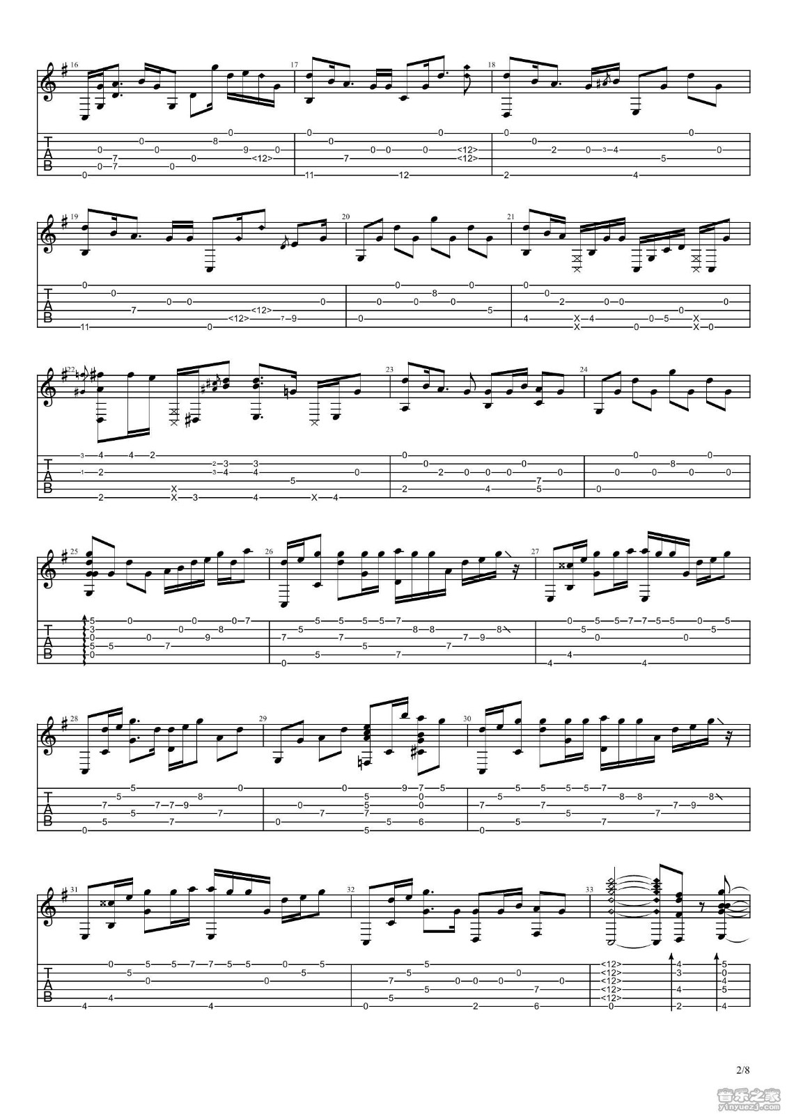 你的名字指弹谱 C调六线谱_音乐之家编配_Radwimps2