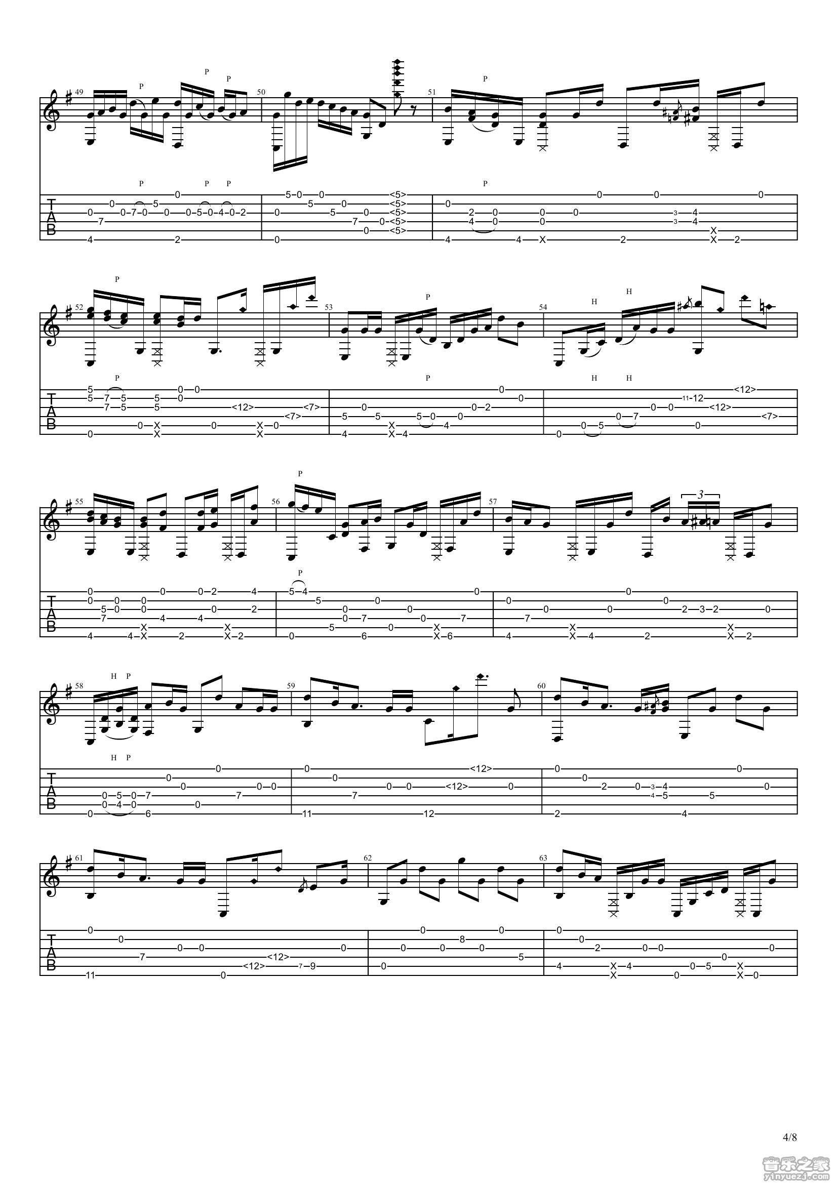 你的名字指弹谱 C调六线谱_音乐之家编配_Radwimps4