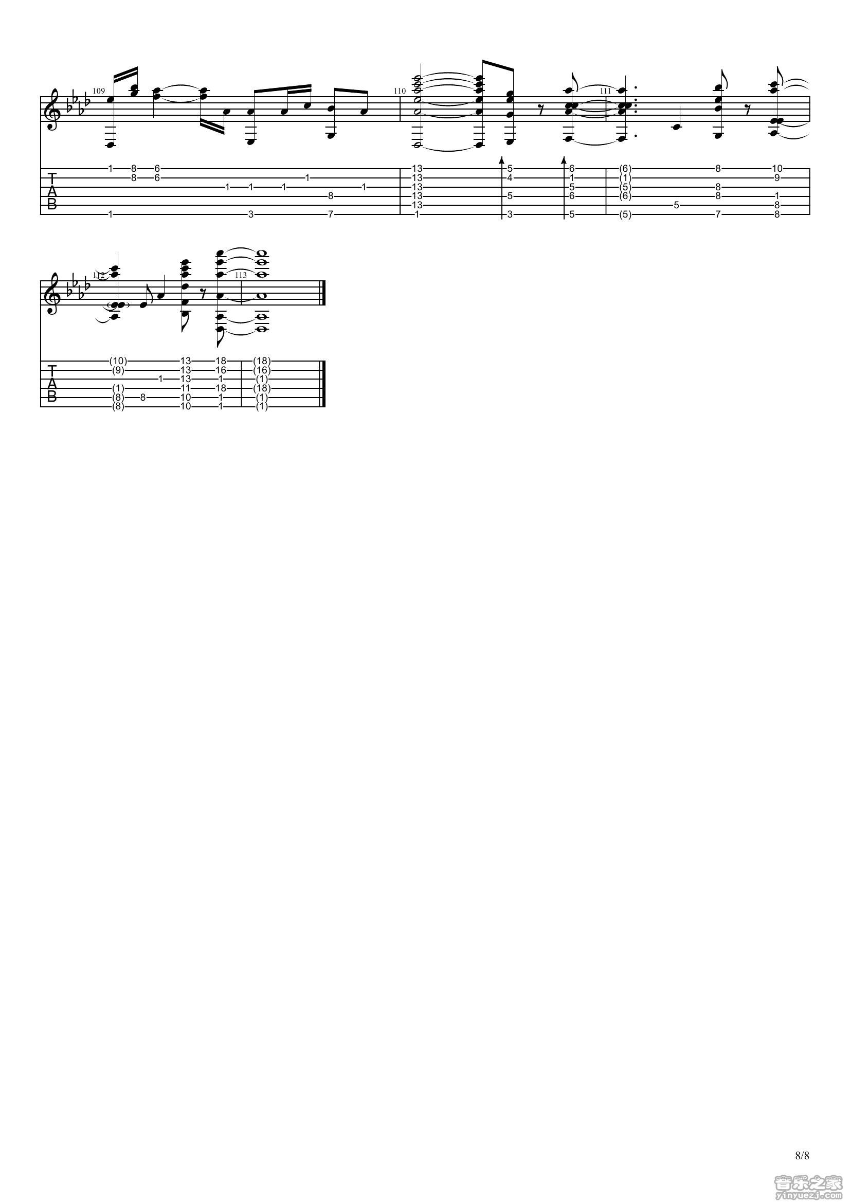 你的名字指弹谱 C调六线谱_音乐之家编配_Radwimps8