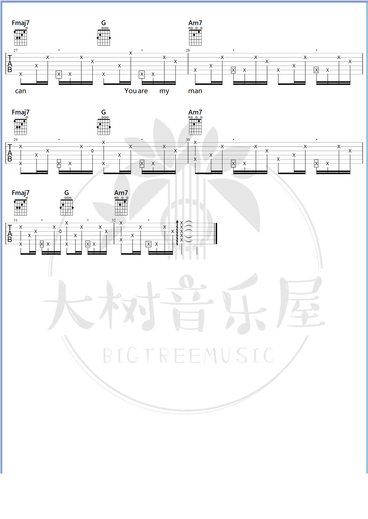 《My Cookie Can》吉他谱 C调弹唱谱_卫兰_大树音乐屋制谱3