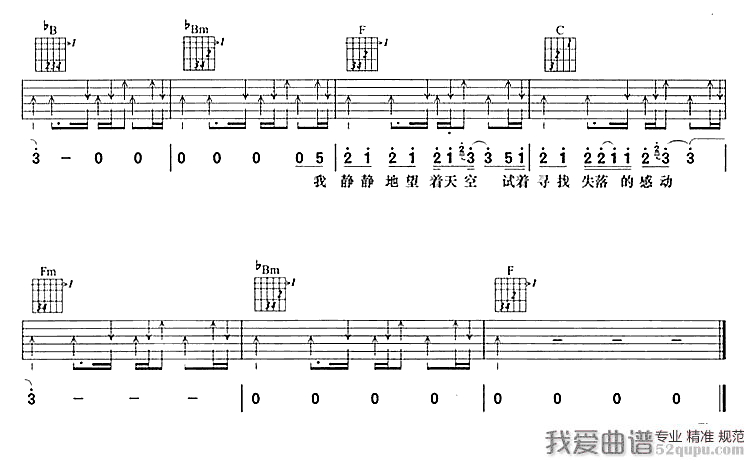 天空吉他谱 F调简单版_我爱曲谱编配_蔡依林3