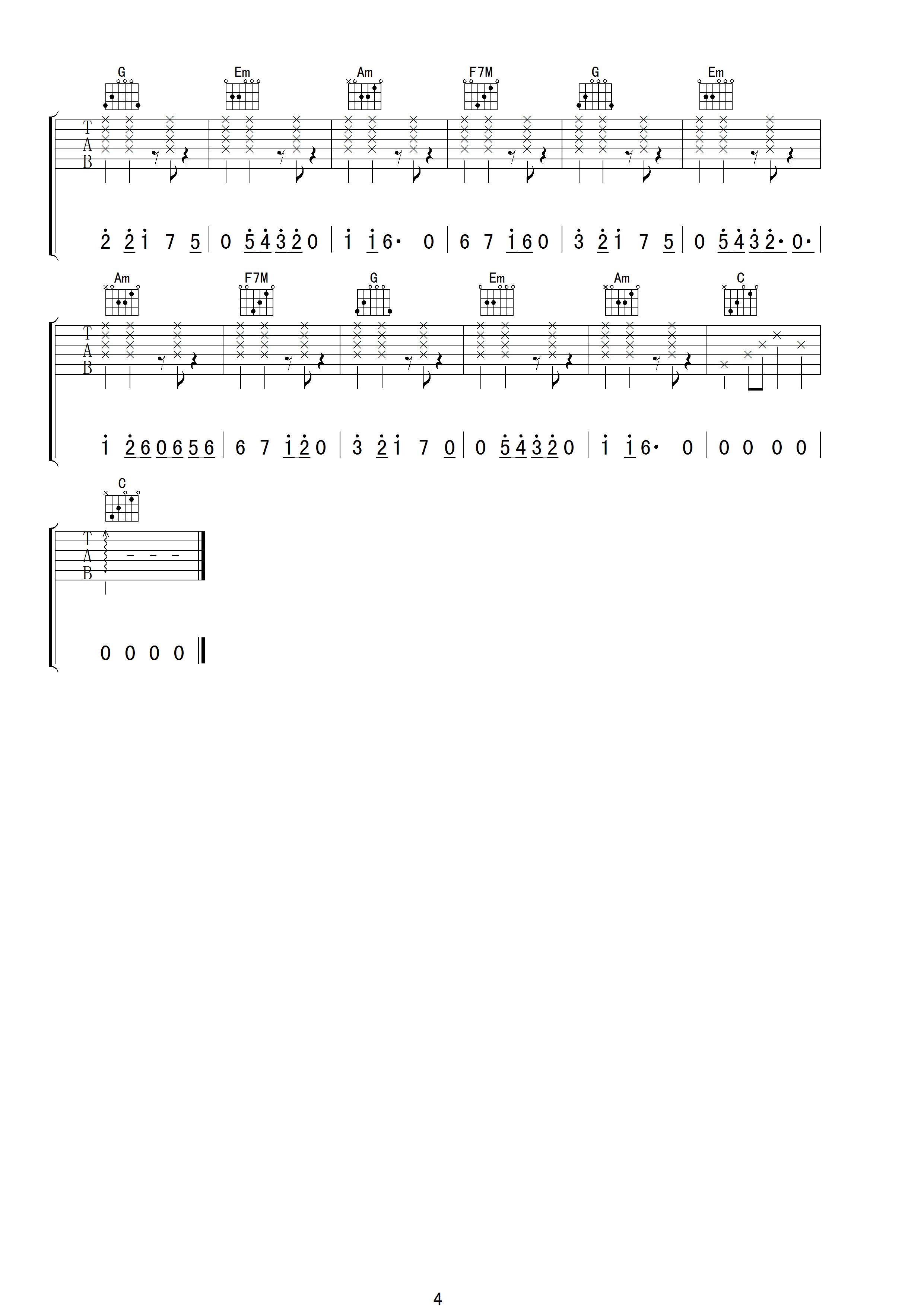 Bizarre Love Triangle吉他谱 C调高清版_小叶歌吉他编配_New Order4