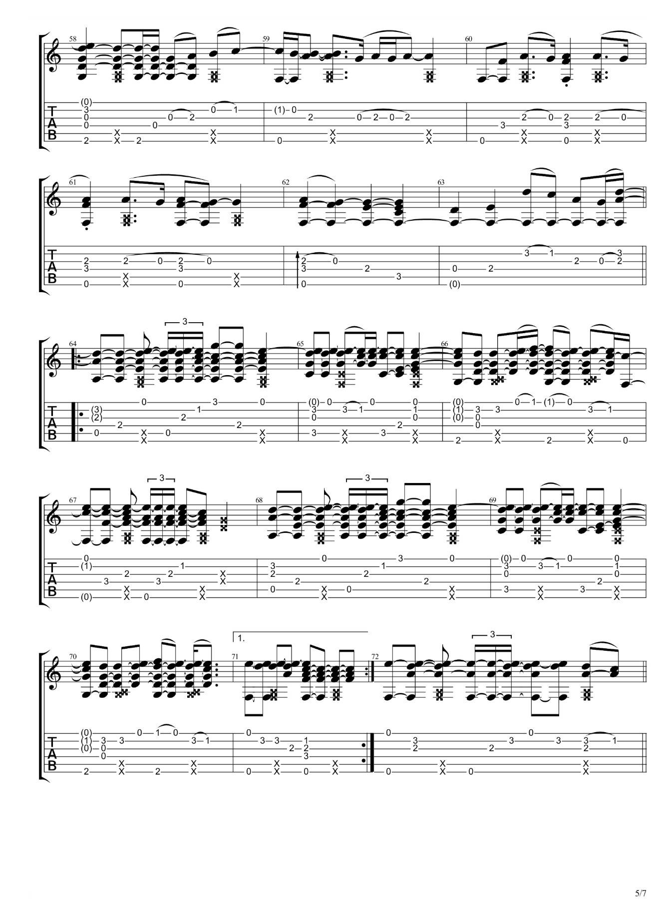 countingstars指弹谱 F调六线谱_高清版_By James5