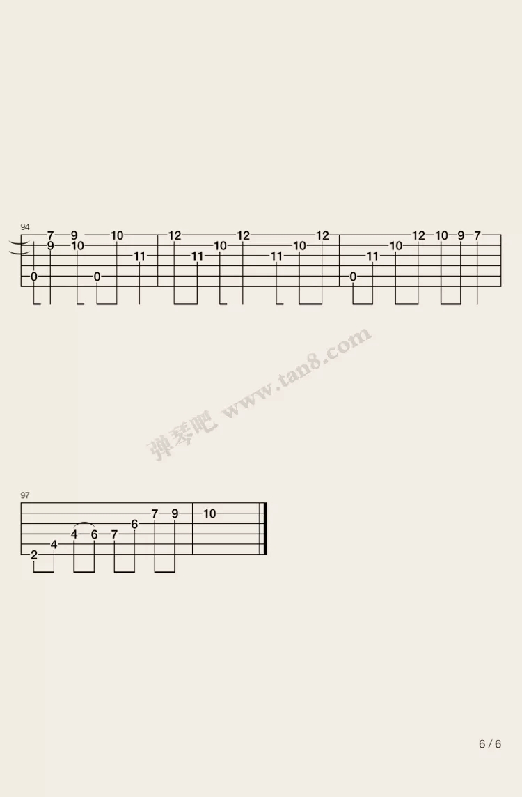 The truth that you leave指弹谱 G调六线谱_弹琴吧编配_Pianoboy6
