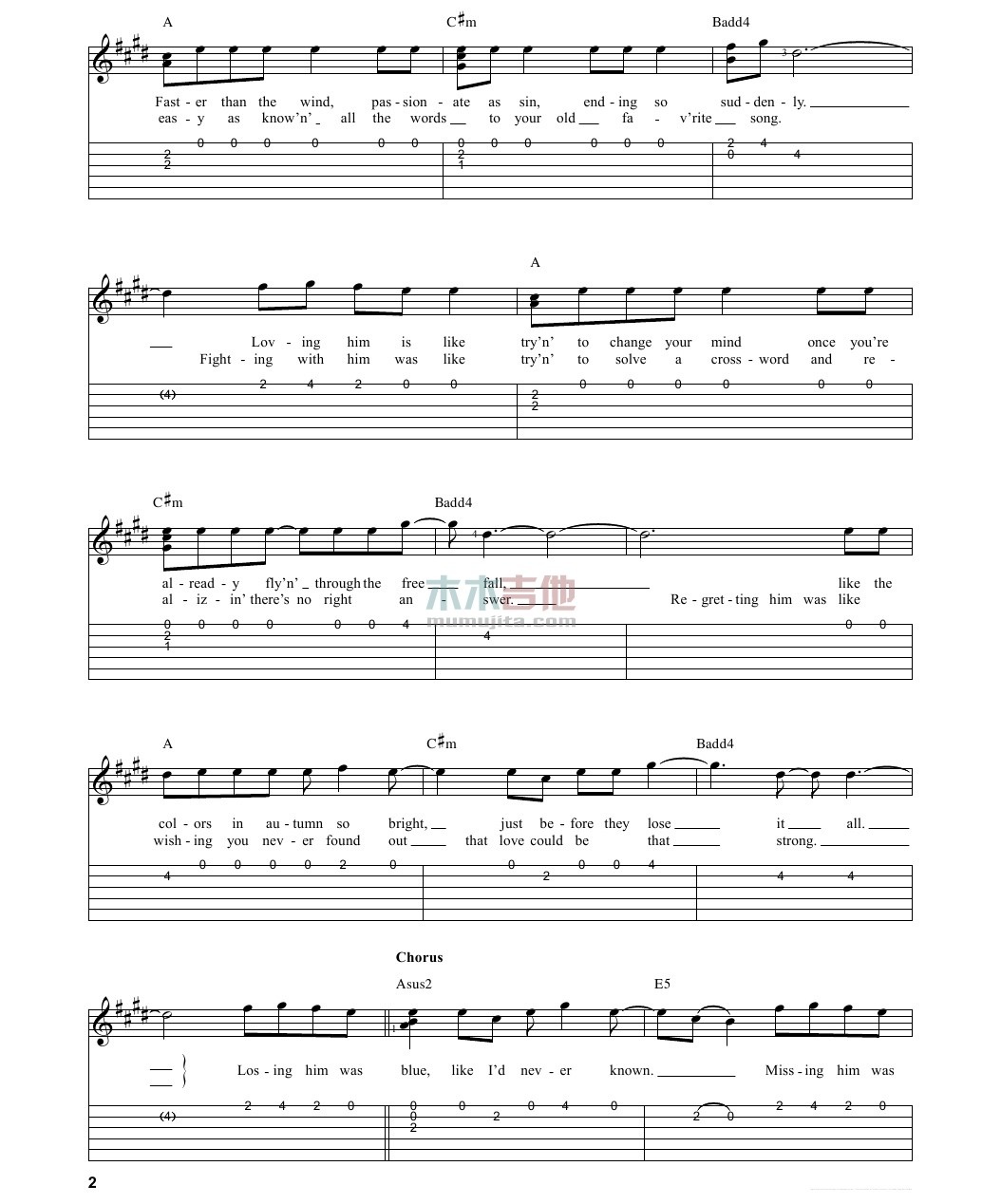 red吉他谱 G调_木木吉他编配_Taylor Swift2