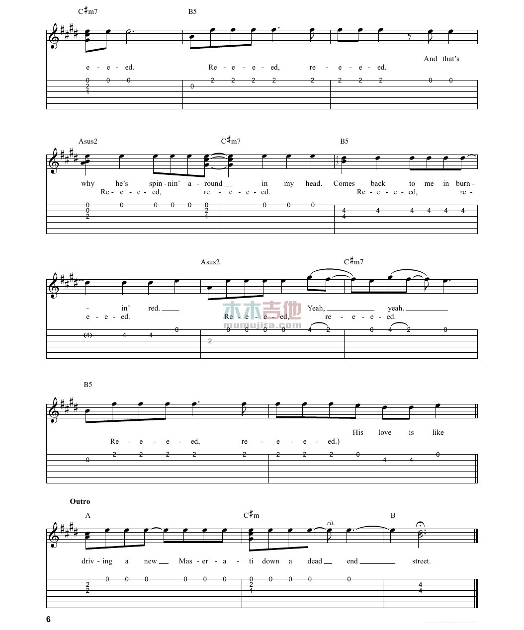 red吉他谱 G调_木木吉他编配_Taylor Swift6