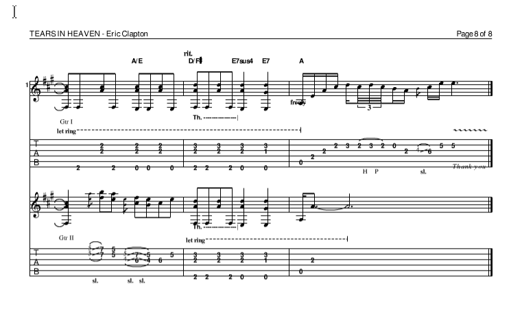 泪洒天堂指弹谱 原调六线谱_精选版_Eric Clapton8