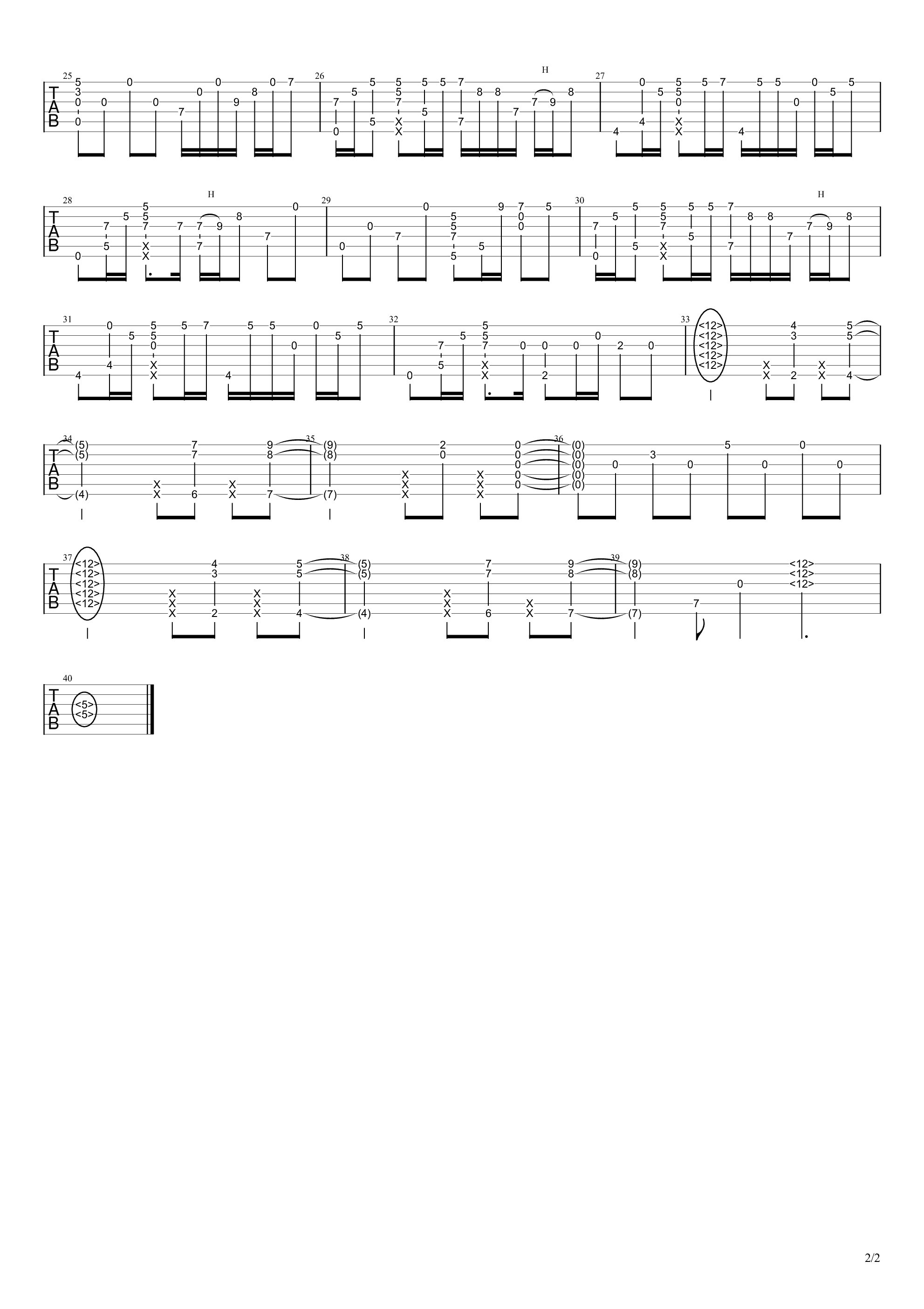 没什么大不了吉他指弹谱 D调六线谱_高清版_RADWIMPS2