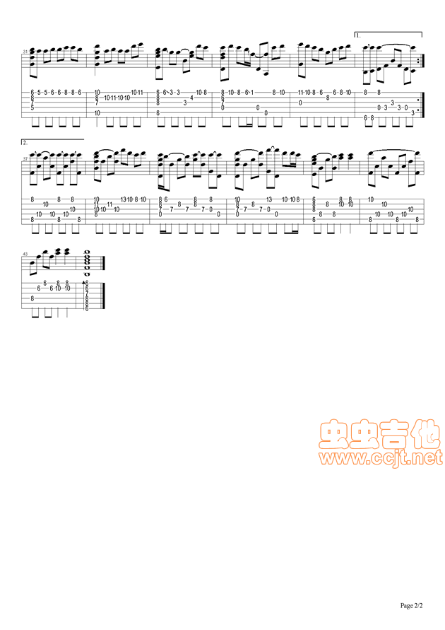 广岛之恋指弹谱 原调六线谱_虫虫吉他编配_莫文蔚2