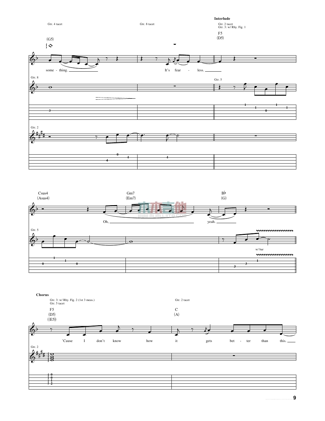 fearless吉他谱 A调女生版_木木吉他编配_Taylor Swift9