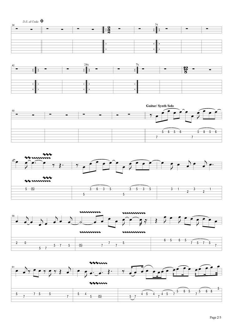 Fool In The Rain指弹谱 原调六线谱_简单版_Led Zeppelin2