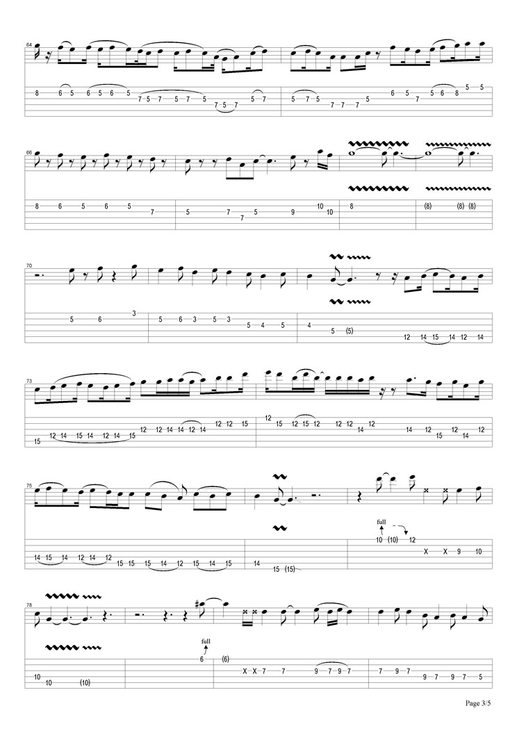 Fool In The Rain指弹谱 原调六线谱_简单版_Led Zeppelin3