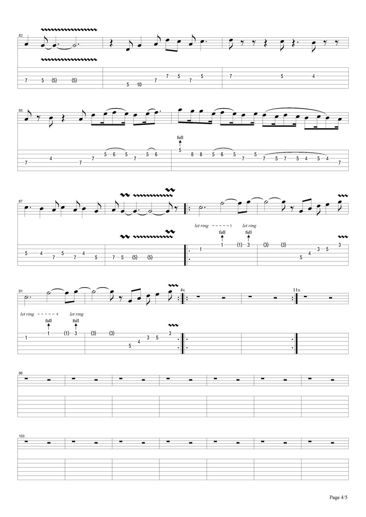 Fool In The Rain指弹谱 原调六线谱_简单版_Led Zeppelin4