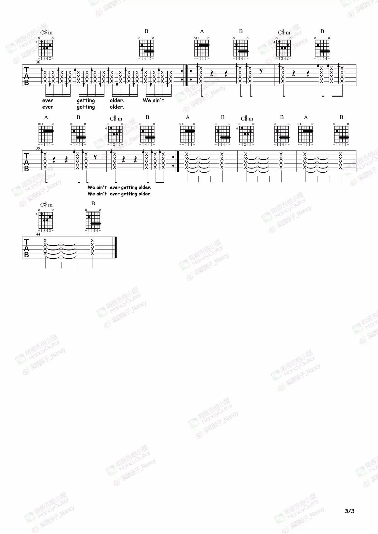 closer吉他谱 A调六线谱_简单版_The Chainsmokers3