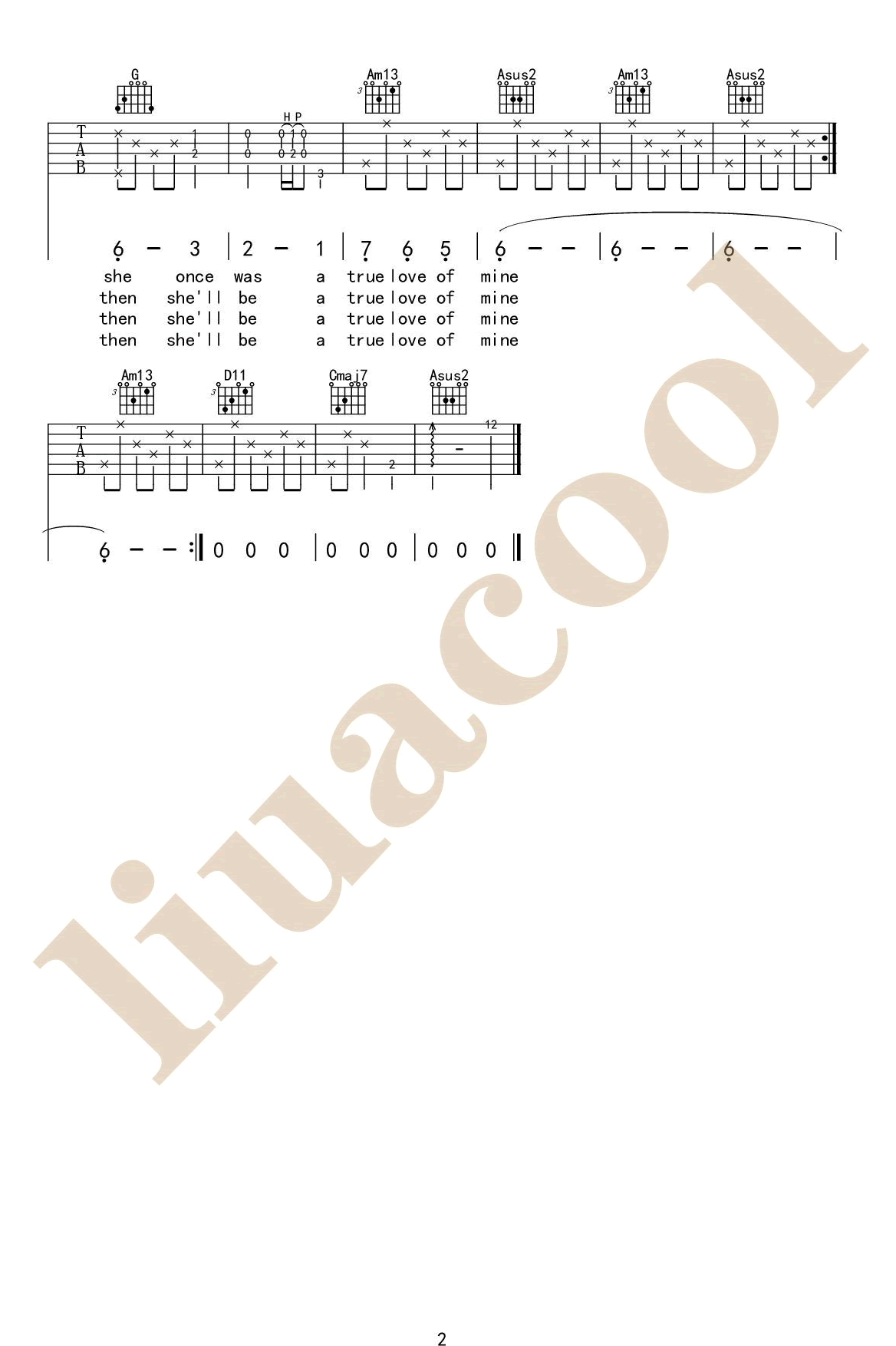 斯卡布罗集市吉他谱 C调六线谱_licacool编配_Scarborough Fair2
