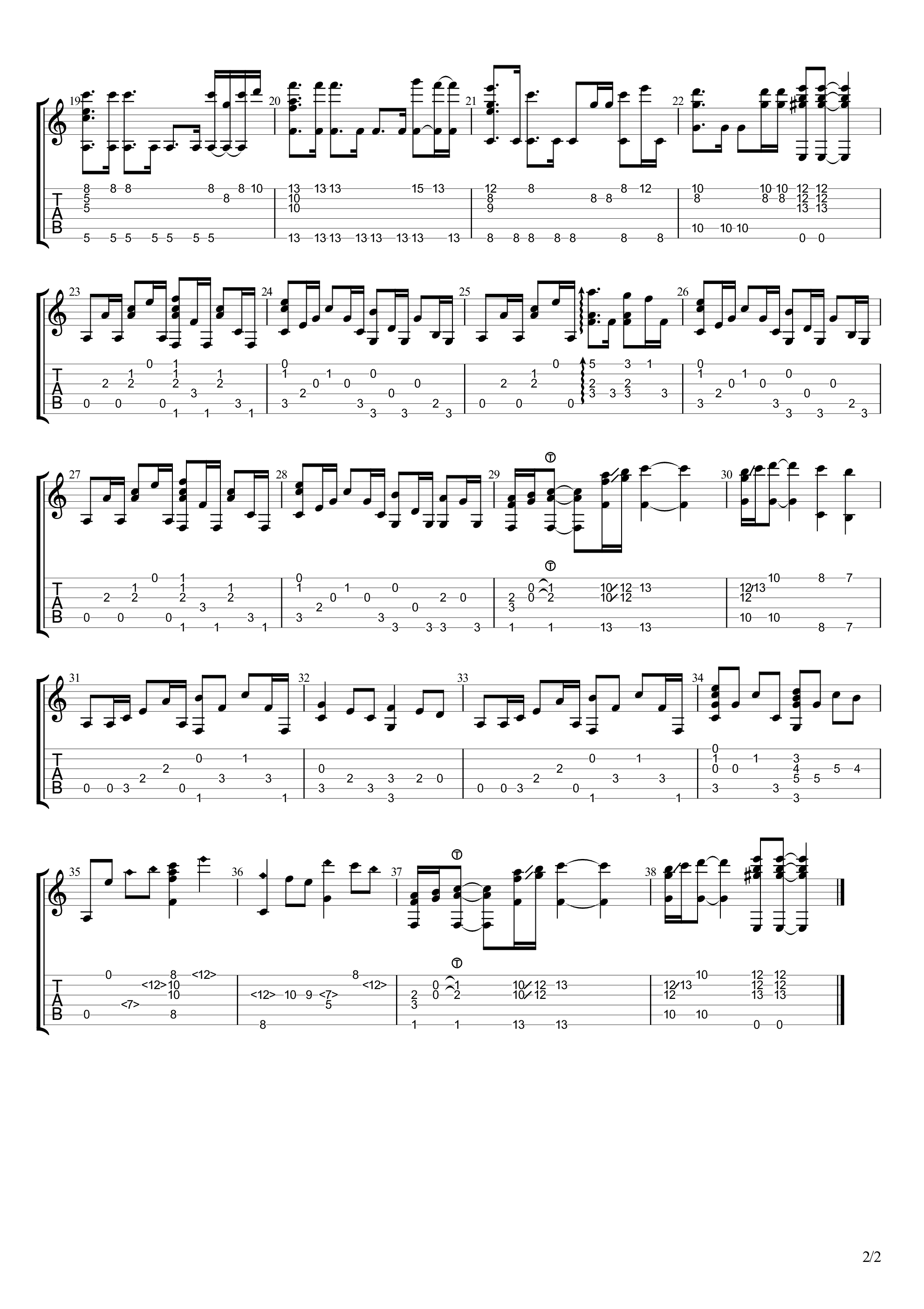 钢铁洪流进行曲指弹谱 原调六线谱_高清版_联合军乐团2