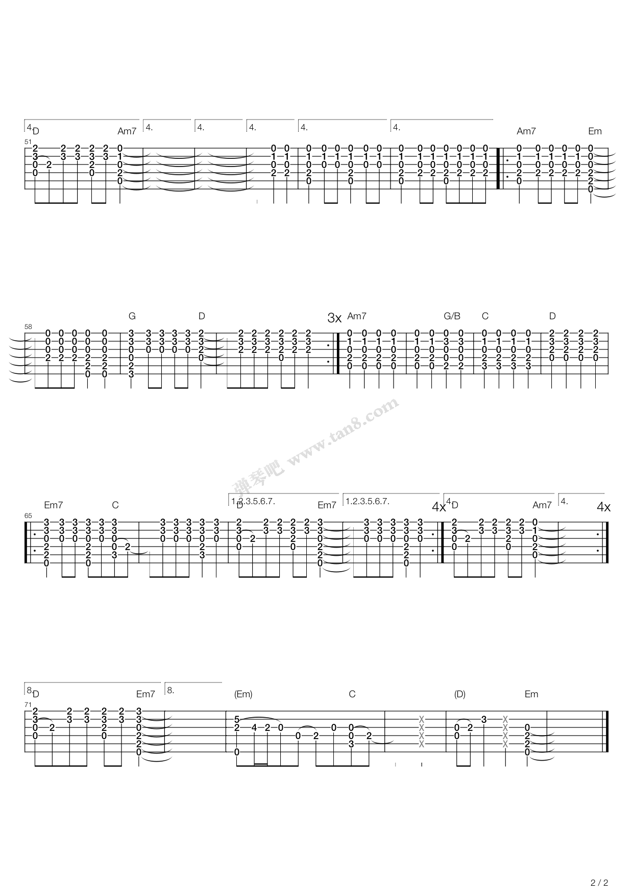 I See Fire吉他指弹谱 C调_弹琴吧编配_ed sheeran2