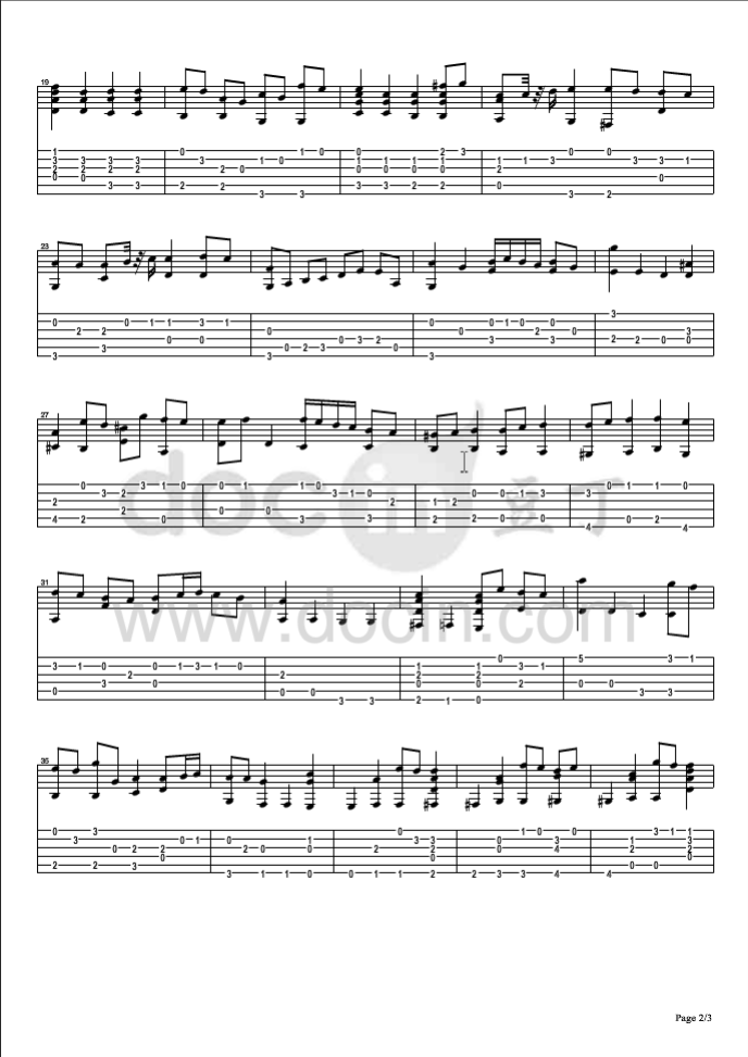 Air On A G String吉他指弹谱 六线谱_豆丁网编配_Bach2