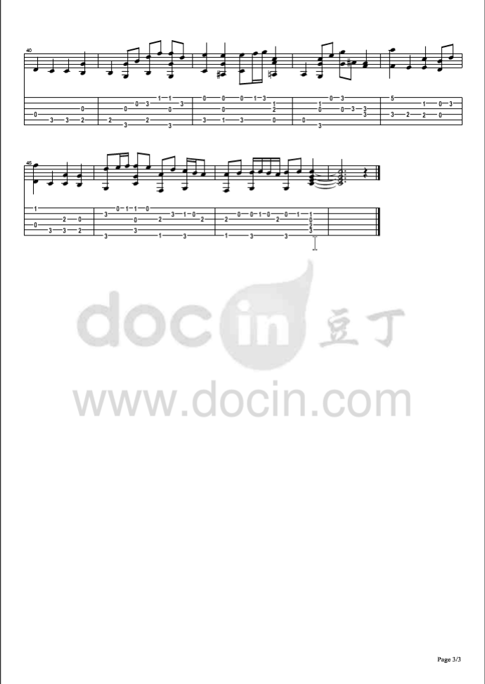 Air On A G String吉他指弹谱 六线谱_豆丁网编配_Bach3